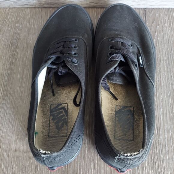 Black Low Top Vans Unisex Men 6 Women 7.5 - Picture 6 of 10
